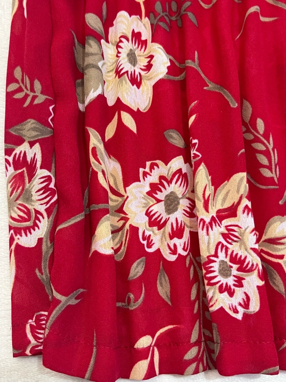 Sag Harbor Women’s Vintage Red Floral Polyester Accordian Pleated Midi Skirt L - Picture 3 of 16